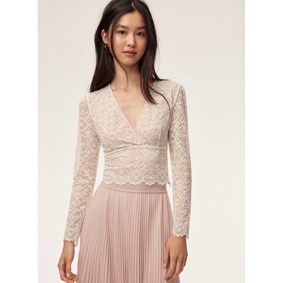Aritzia Tops - NWT Aritzia Wilfrid CARESSA BLOUSE White Lace Crop